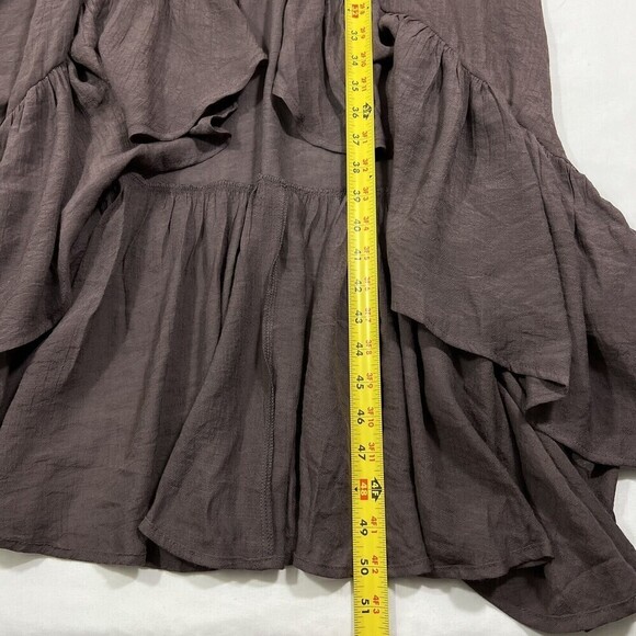 NWOT Wishlist Apparel Maxi Dress Off Shoulder Ruffle Dark Gray Brown‎ Size S - Picture 11 of 12